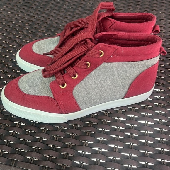 Gymboree High Top Sneakers maroon and gray size 3 - Picture 5 of 8
